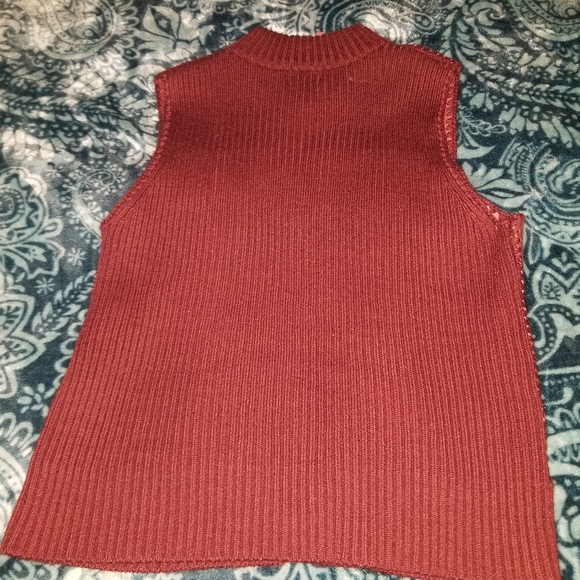 🧡 B2G1 EUC full zip no sleeve suede front sweater - Picture 3 of 5